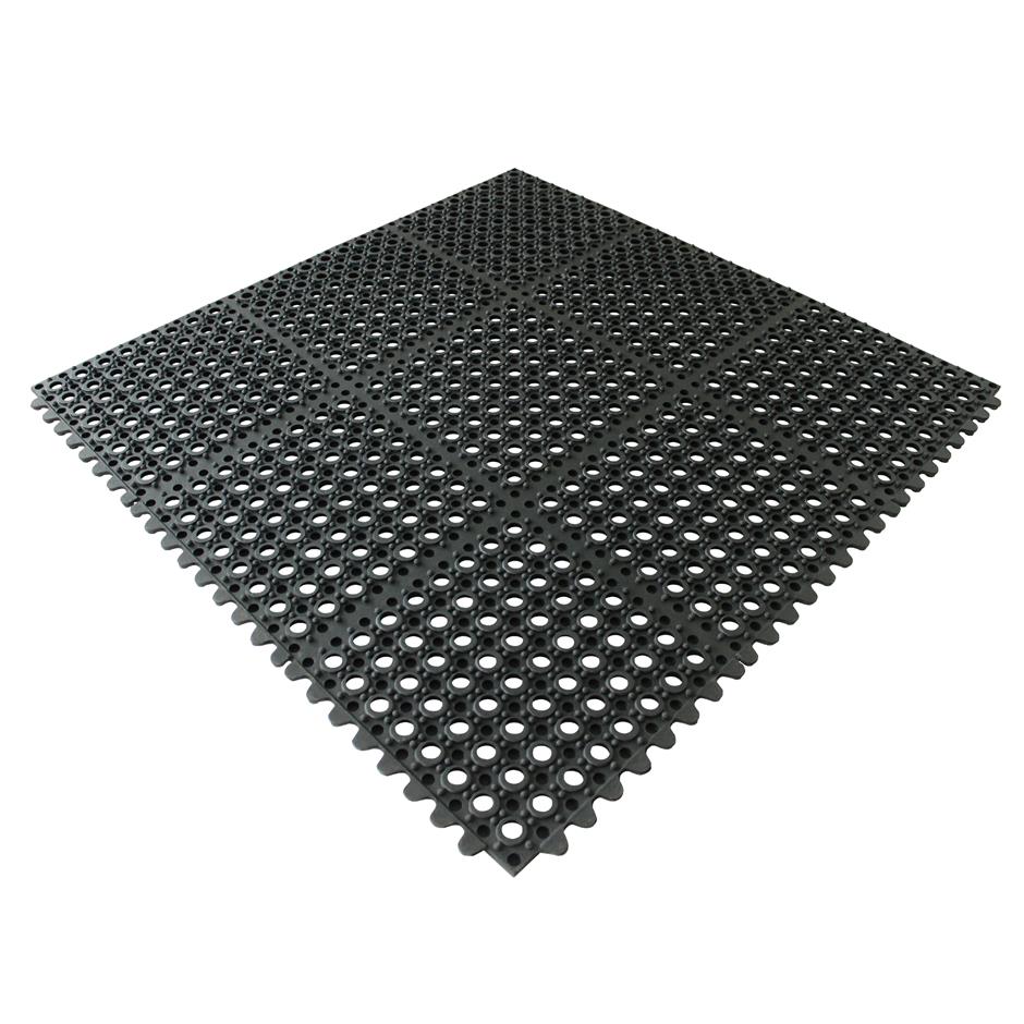 Interlock Ringgummimåtte 915x915x14 mm, NR/SBR-gummi