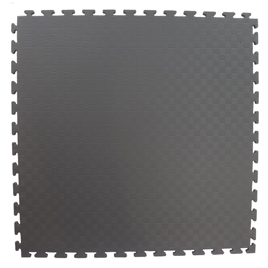 EVA Sikkerhedsmåtte, 1000x1000x22 mm, indendørs faldunderlag for faldhøjde op til 1,3 m, blå/grå