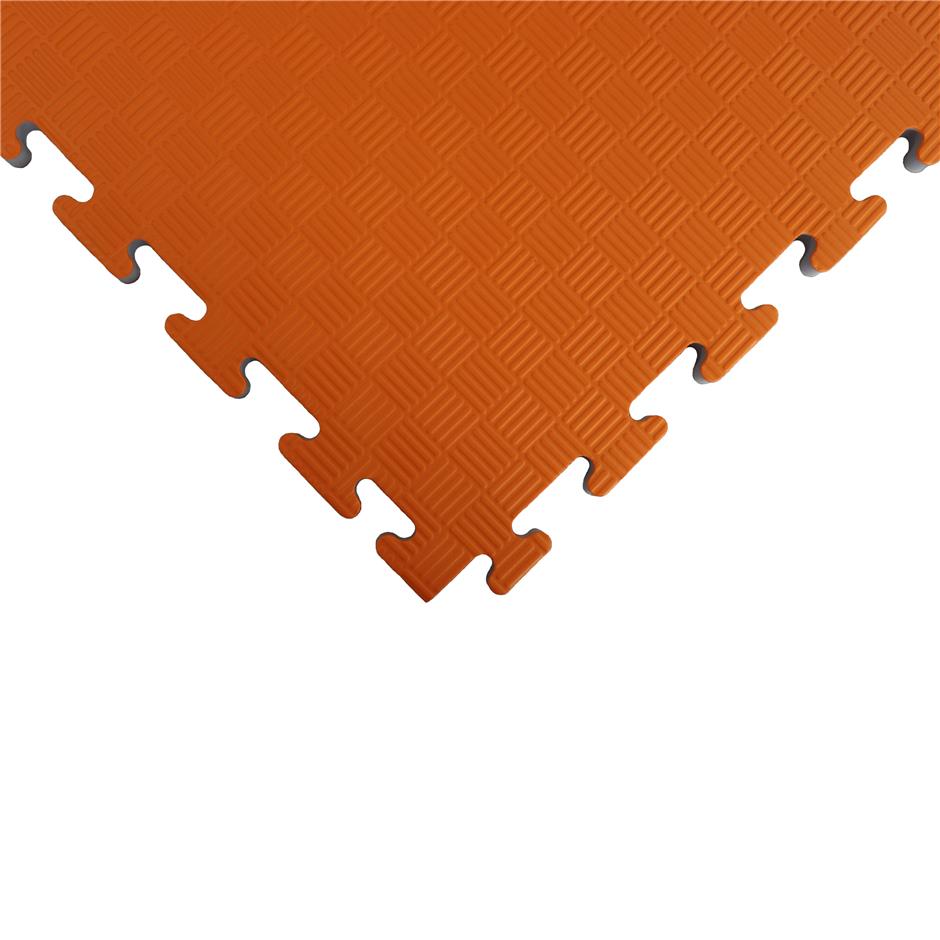 EVA Sikkerhedsmåtte, 1000x1000x22 mm, indendørs faldunderlag for faldhøjde op til 1,3 m, orange/grå