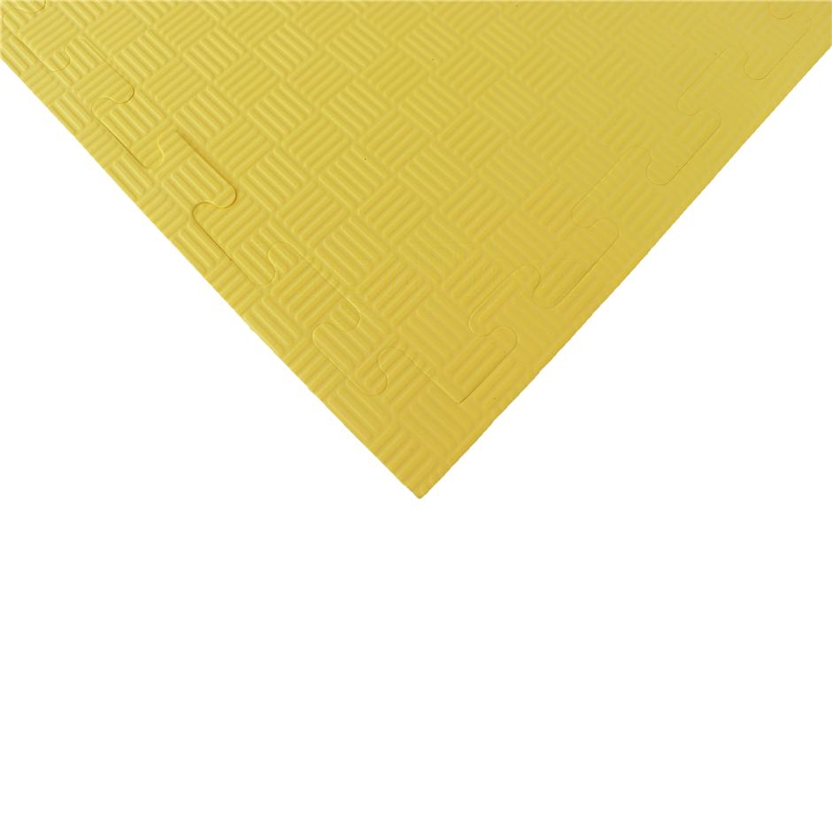 EVA Sikkerhedsmåtte, 1000x1000x22 mm, indendørs faldunderlag for faldhøjde op til 1,3 m, gul/grå