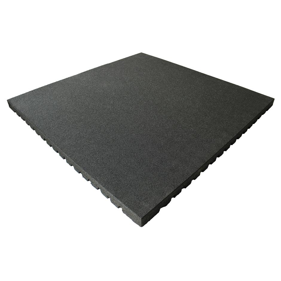 ErgoTile QUAD 1000x1000x43 mm gummifliser med impact bund, C1-sort, Brandklasse efl.