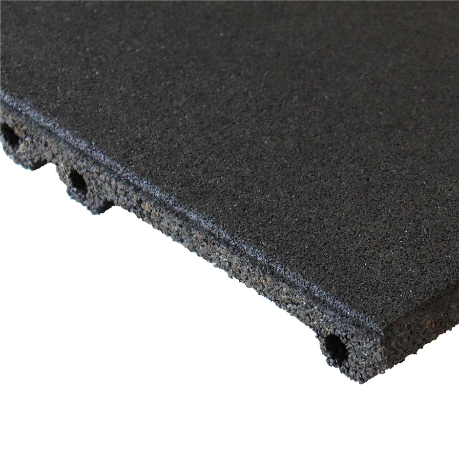 ErgoPlay 500x500x45 mm gummifliser/faldunderlag for faldhøjder op til 1,5 m, basic kvalitet, sort