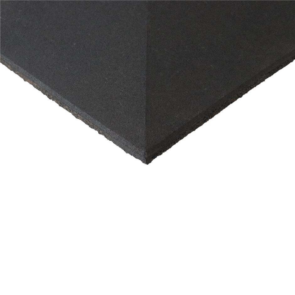 ErgoPlay 500x500x90 mm hjørne-gummifliser / faldunderlag for faldhøjder op til 3,0 m, basic kvalitet, sort