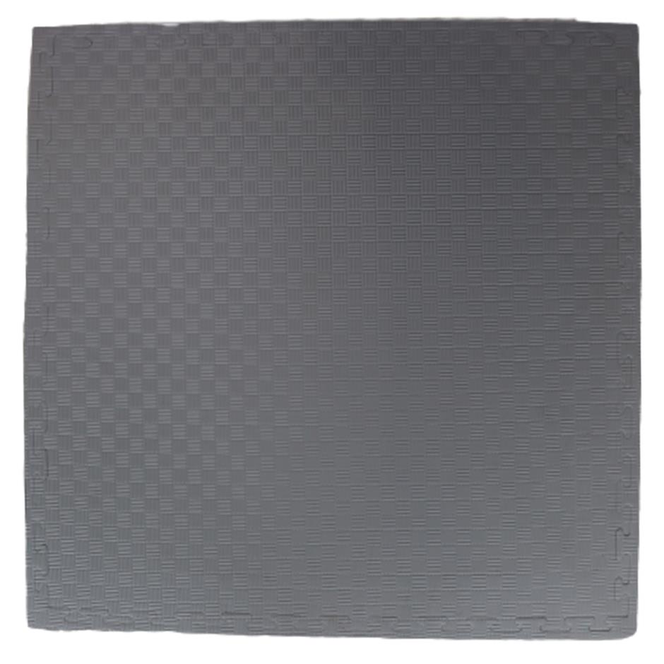 EVA Sikkerhedsmåtte, 1000x1000x22 mm, indendørs faldunderlag for faldhøjde op til 1,3 m, rød/grå