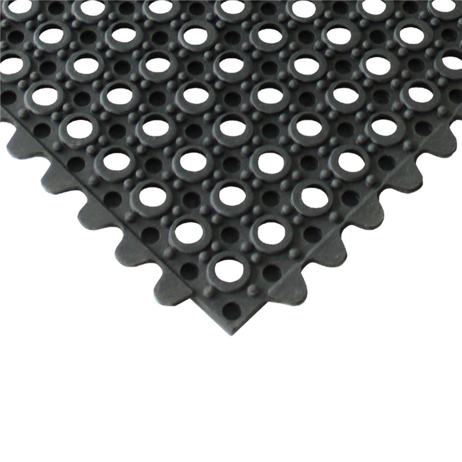 Interlock Ringgummimåtte 915x915x14 mm, NR/SBR-gummi