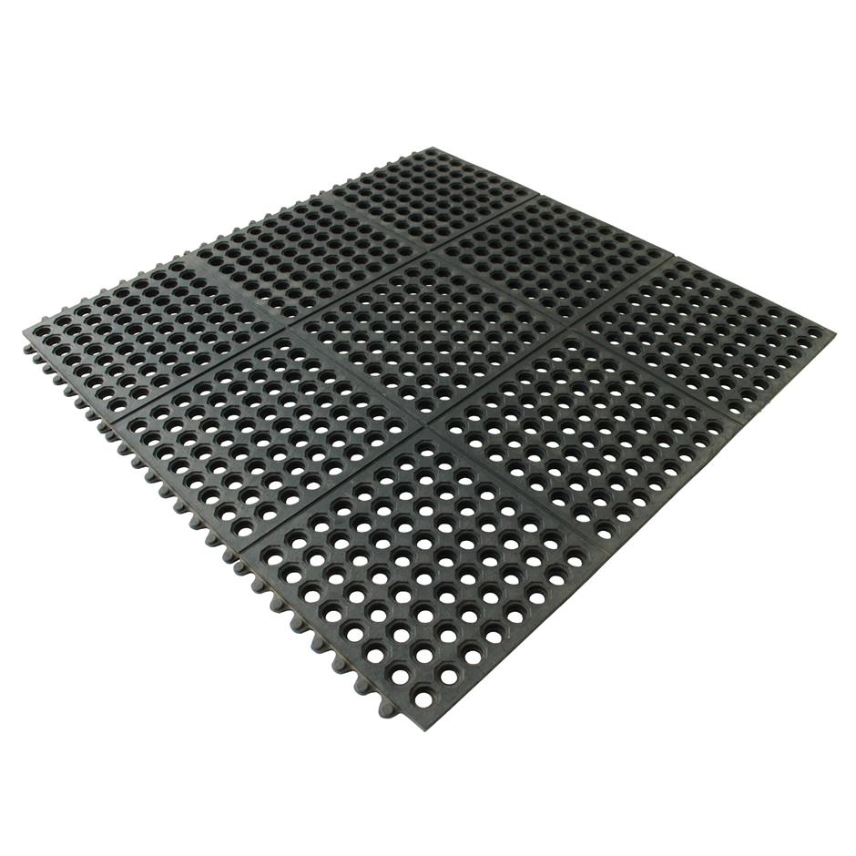 Interlock Ringgummimåtte 915x915x14 mm, NR/SBR-gummi