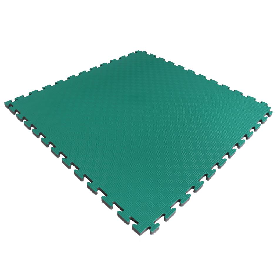 EVA Sikkerhedsmåtte, 1000x1000x22 mm, indendørs faldunderlag for faldhøjde op til 1,3 m, grøn/grå