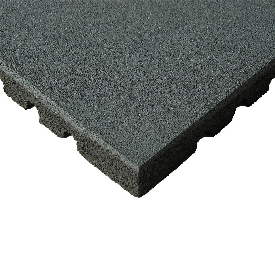 ErgoTile QUAD 1000x1000x43 mm gummifliser med impact bund, C1-grå, brandklasse efl.