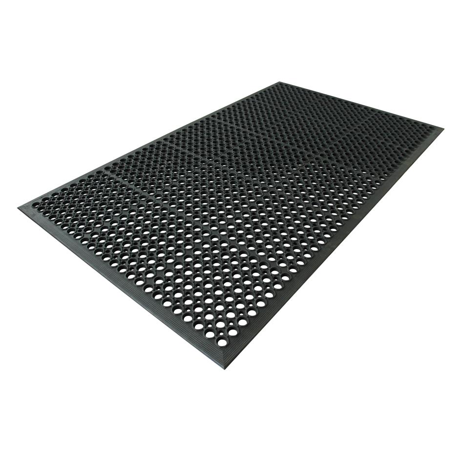 Ringgummimåtte 1500x900x14 mm, m. skrå kant, NR/SBR-gummi