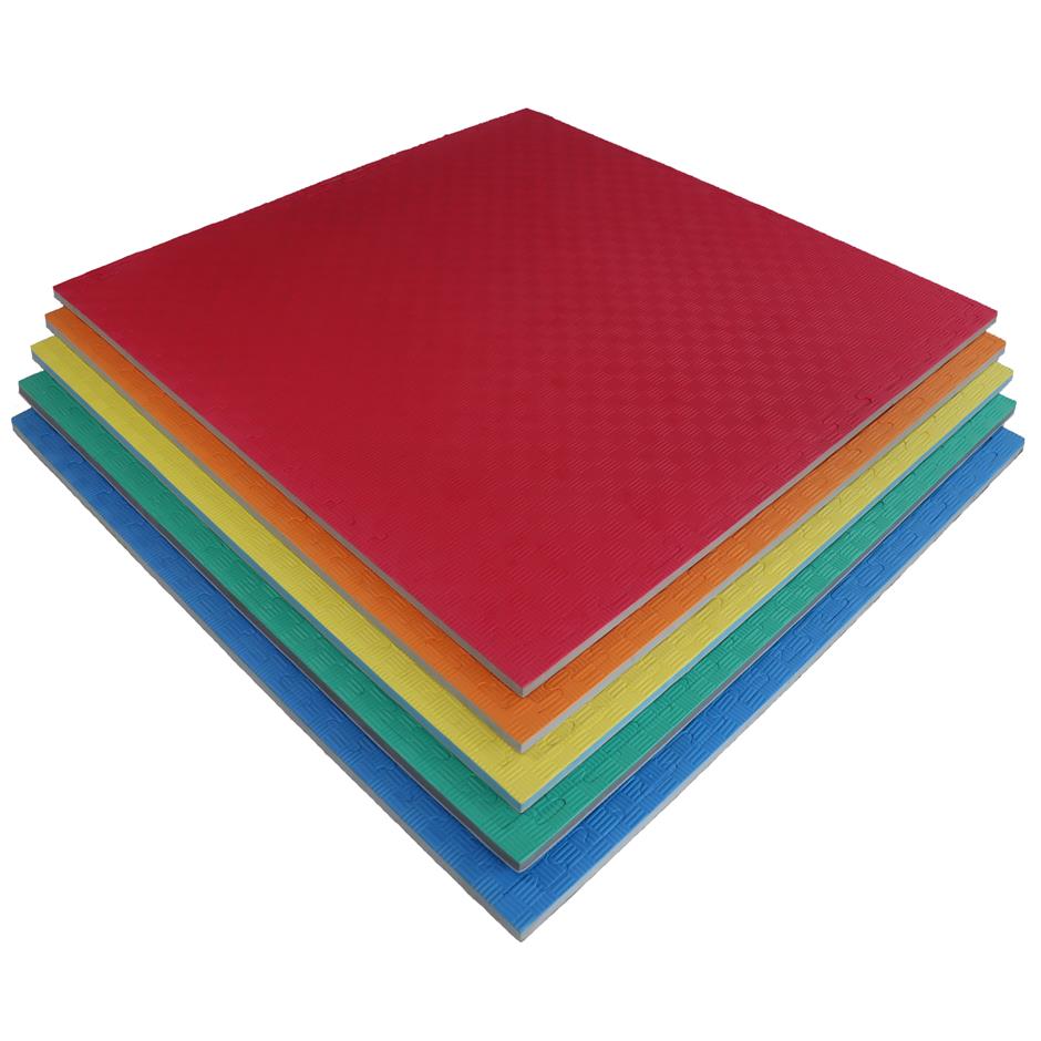 EVA Sikkerhedsmåtte, 1000x1000x22 mm, indendørs faldunderlag for faldhøjde op til 1,3 m, blå/grå