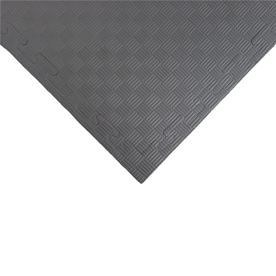 EVA Sikkerhedsmåtte, 1000x1000x22 mm, indendørs faldunderlag for faldhøjde op til 1,3 m, orange/grå