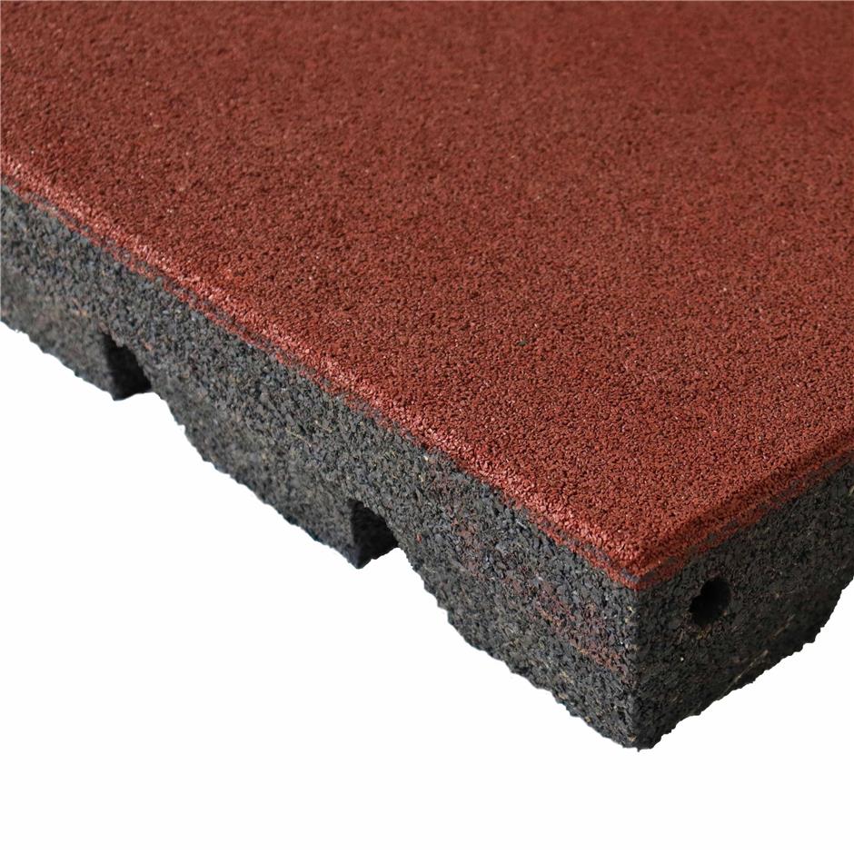 ErgoPlay 500x500x90 mm gummifliser / faldunderlag for faldhøjder op til 3,0 m, basic kvalitet, rød