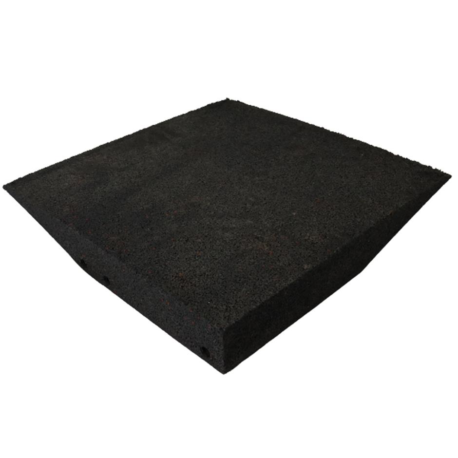 ErgoPlay 500x500x75 mm hjørne-gummifliser/faldunderlag for faldhøjder op til 2,5 m, basic kvalitet, sort