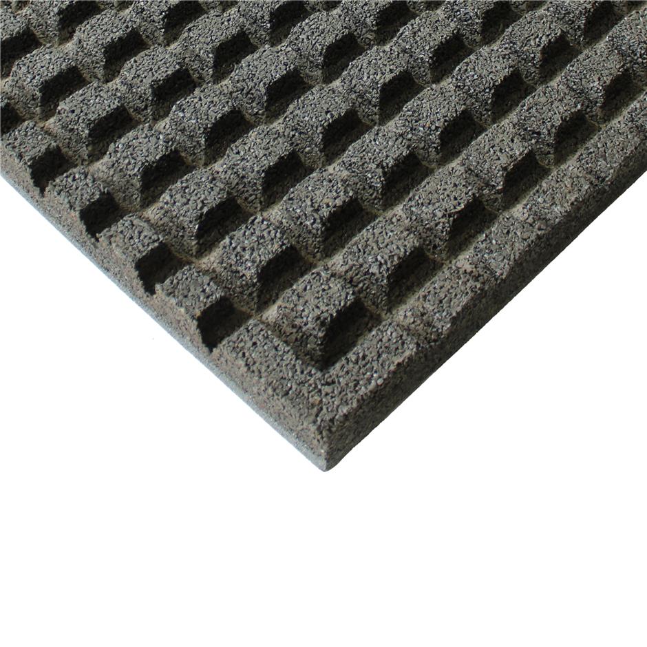 ErgoTile QUAD 1000x1000x43 mm gummifliser med impact bund, C1-grå, brandklasse efl.