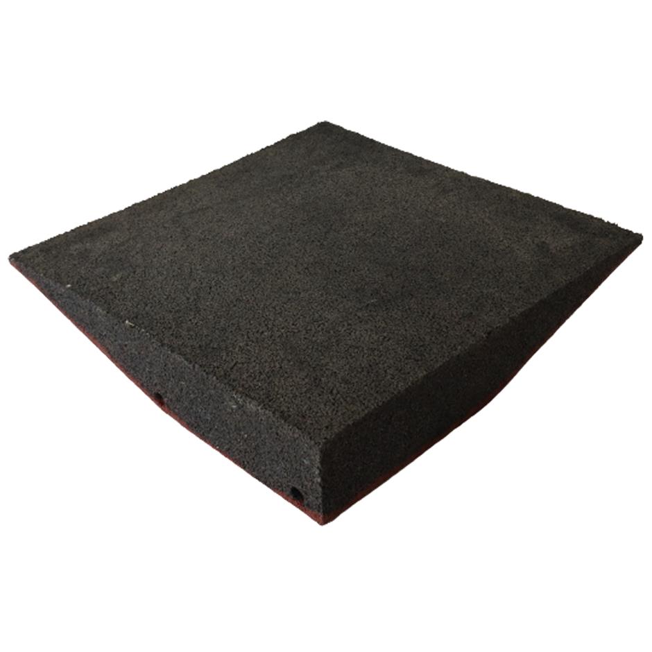 ErgoPlay 500x500x90 mm hjørne-gummifliser / faldunderlag for faldhøjder op til 3,0 m, basic kvalitet, rød