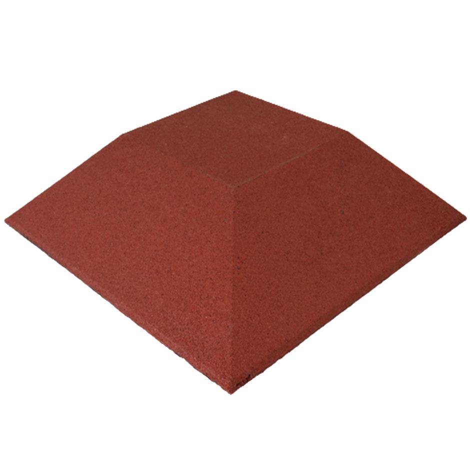 ErgoPlay 500x500x75 mm hjørne-gummifliser/faldunderlag for faldhøjder op til 2,5 m, basic kvalitet, rød