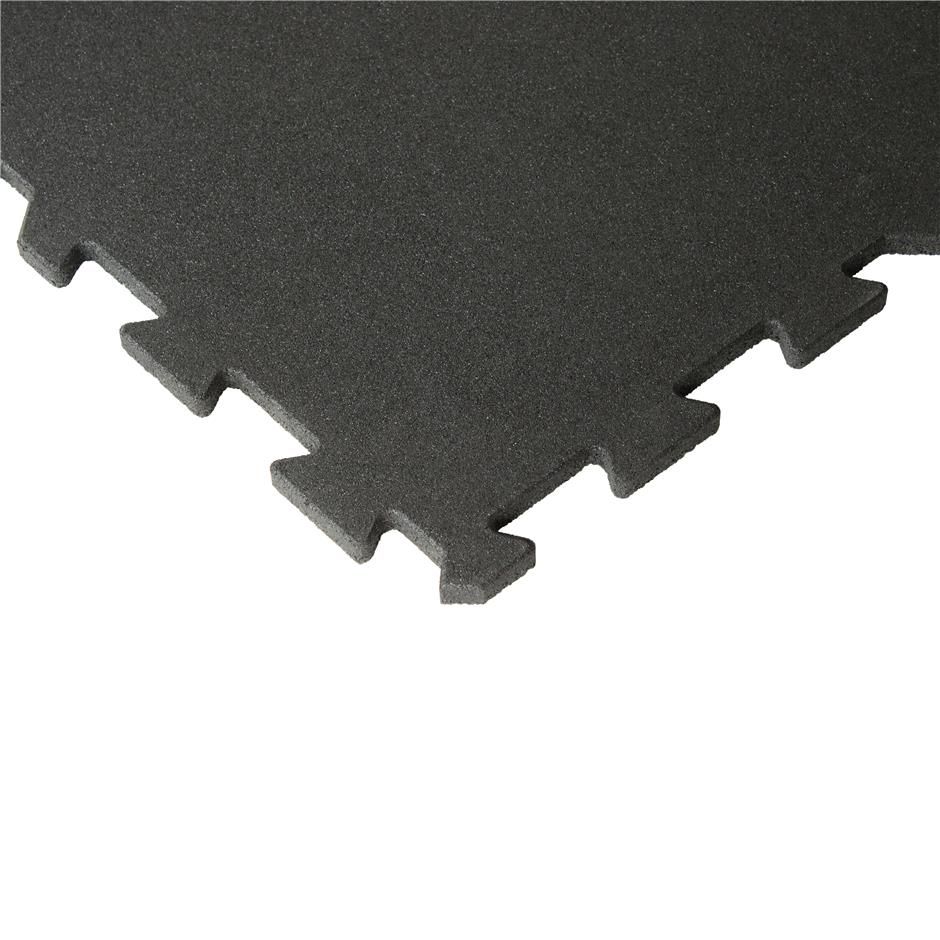 ErgoTile Puzzle 1035x1035x20 mm gummifliser (effektivt mål 1000x1000 mm - 1 flise/m2), C1-sort