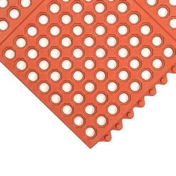 Interlock Ringgummimåtte 915x915x14 mm, NBR-gummi, terracotta-rød
