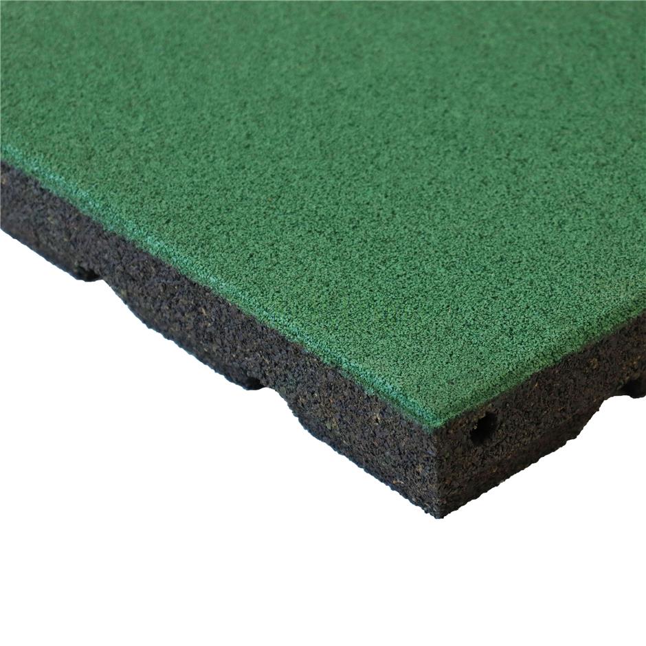 ErgoPlay 500x500x75 mm gummifliser/faldunderlag for faldhøjder op til 2,5 m, basic kvalitet, grøn