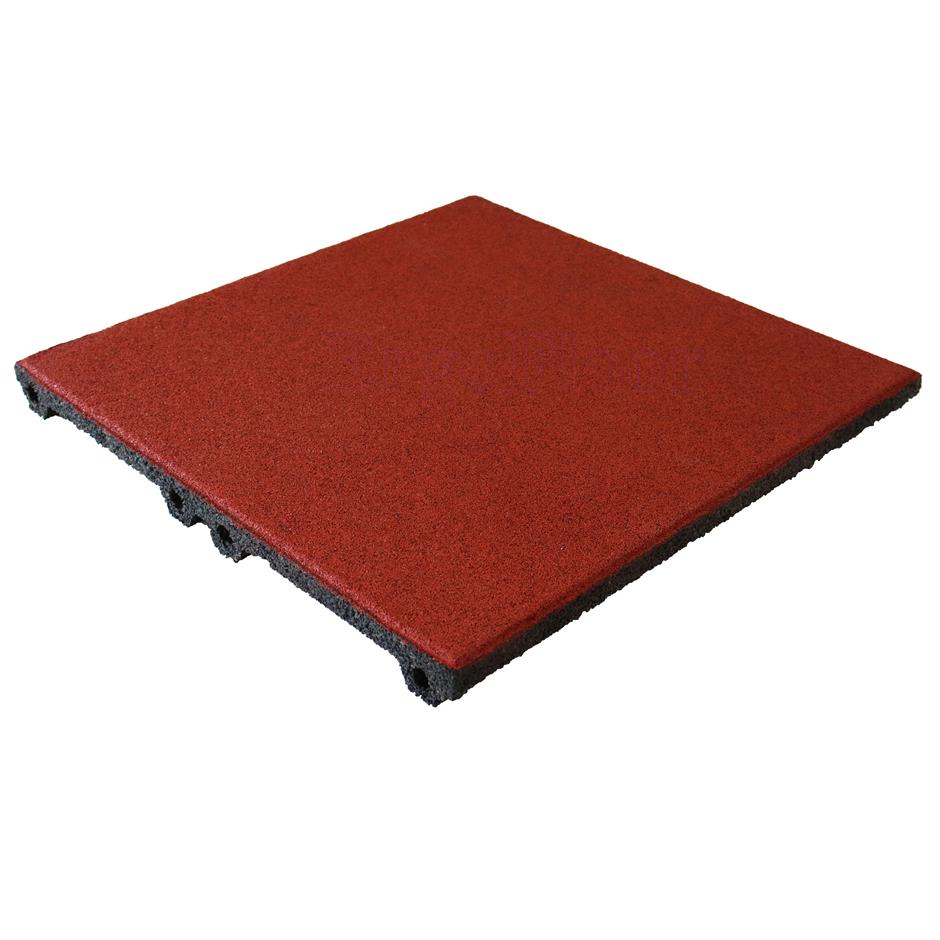 ErgoPlay 500x500x45 mm gummifliser/faldunderlag for faldhøjder op til 1,5 m, basic kvalitet, rød