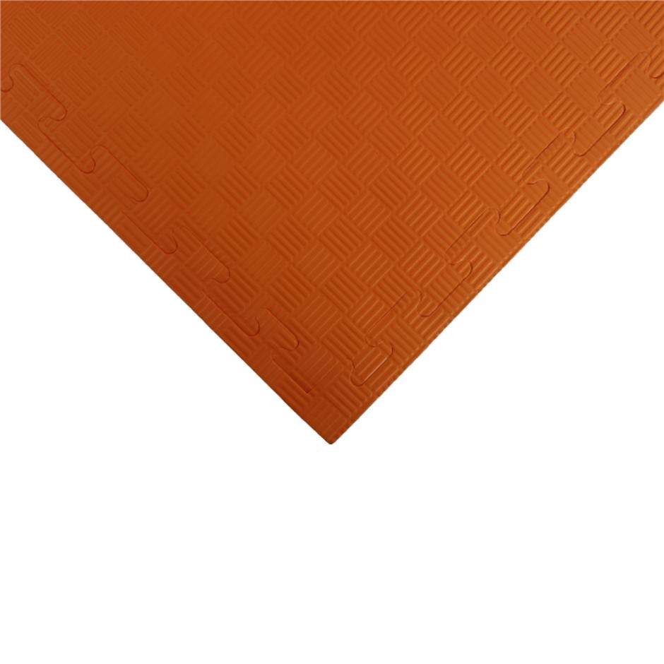 EVA Sikkerhedsmåtte, 1000x1000x22 mm, indendørs faldunderlag for faldhøjde op til 1,3 m, orange/grå