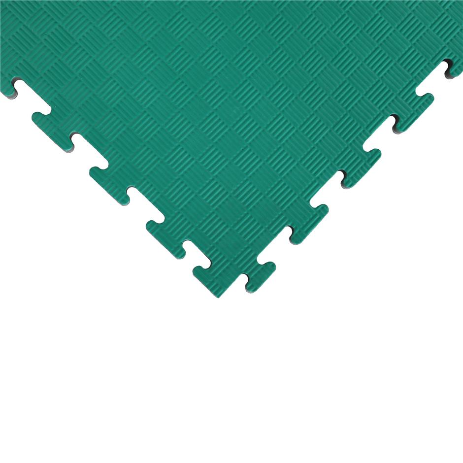 EVA Sikkerhedsmåtte, 1000x1000x22 mm, indendørs faldunderlag for faldhøjde op til 1,3 m, grøn/grå