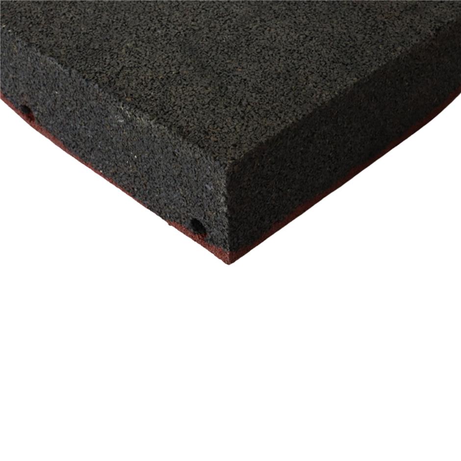 ErgoPlay 500x500x90 mm hjørne-gummifliser / faldunderlag for faldhøjder op til 3,0 m, basic kvalitet, rød