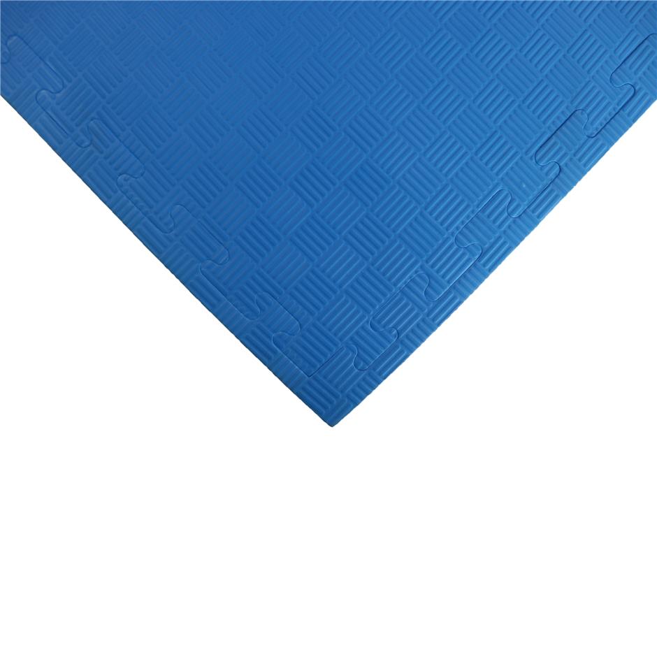 EVA Sikkerhedsmåtte, 1000x1000x22 mm, indendørs faldunderlag for faldhøjde op til 1,3 m, blå/grå