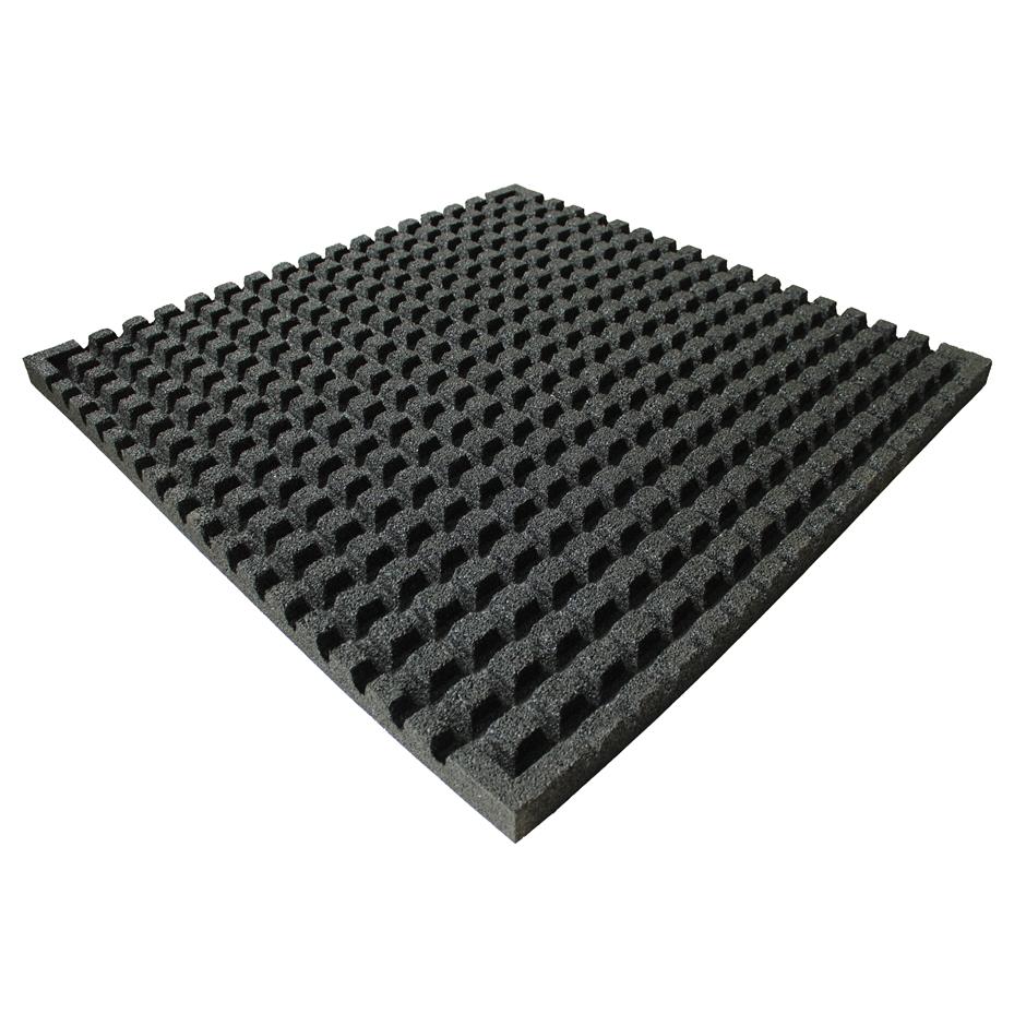 ErgoTile QUAD 1000x1000x43 mm gummifliser med impact bund, C1-sort, Brandklasse efl.