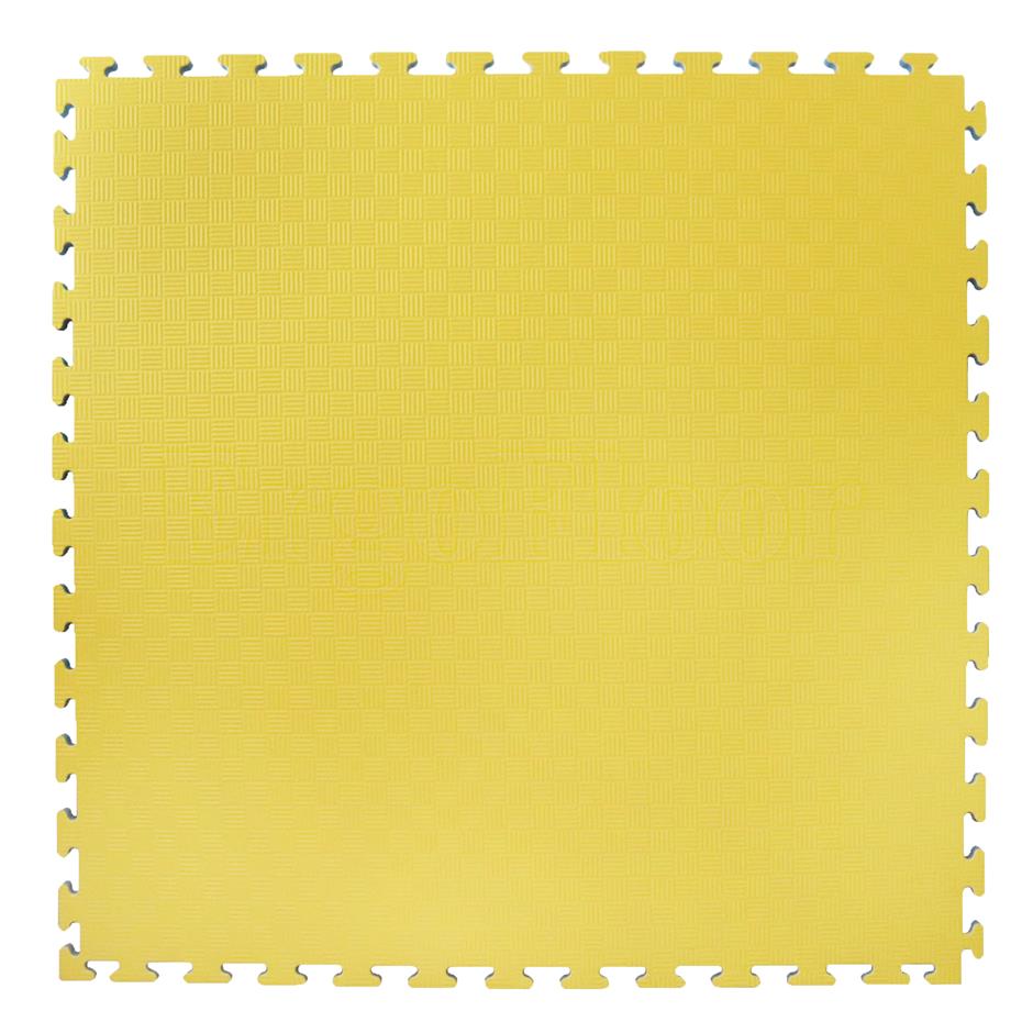 EVA Sikkerhedsmåtte, 1000x1000x22 mm, indendørs faldunderlag for faldhøjde op til 1,3 m, gul/grå