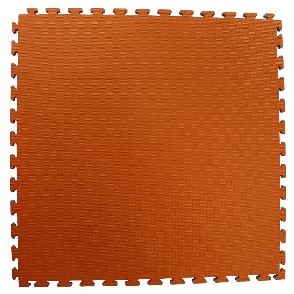 EVA Sikkerhedsmåtte, 1000x1000x22 mm, indendørs faldunderlag for faldhøjde op til 1,3 m, orange/grå