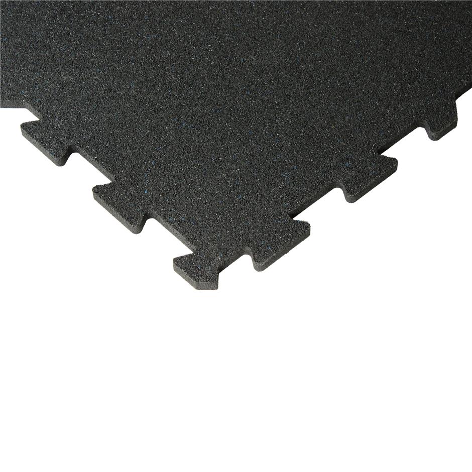 ErgoTile Puzzle 1035x1035x20 mm gummifliser (effektivt mål 1000x1000 mm - 1 flise/m2), C1-sort