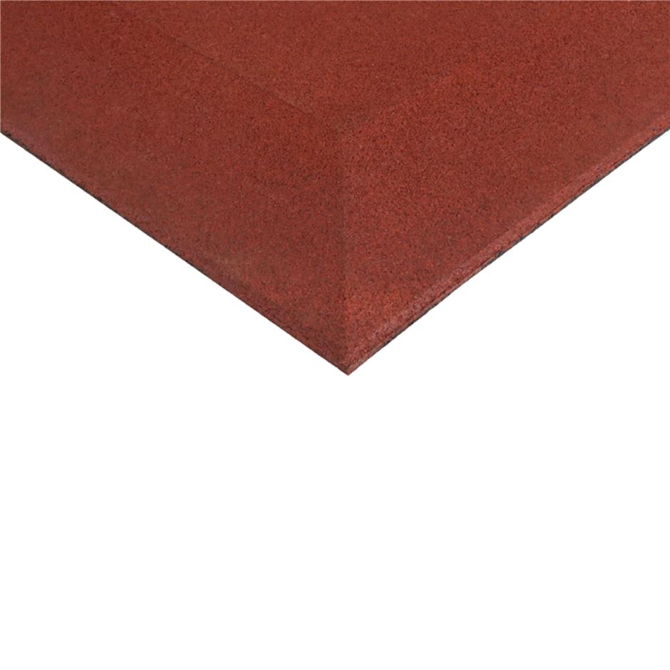 ErgoPlay 500x500x45 mm hjørne-gummifliser/faldunderlag for faldhøjder op til 1,5 m, basic kvalitet, rød