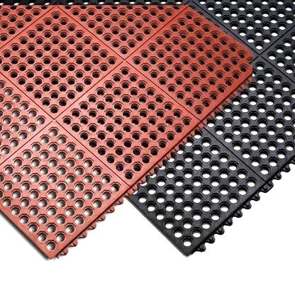 Interlock Ringgummimåtte 915x915x14 mm, NBR-gummi, terracotta-rød