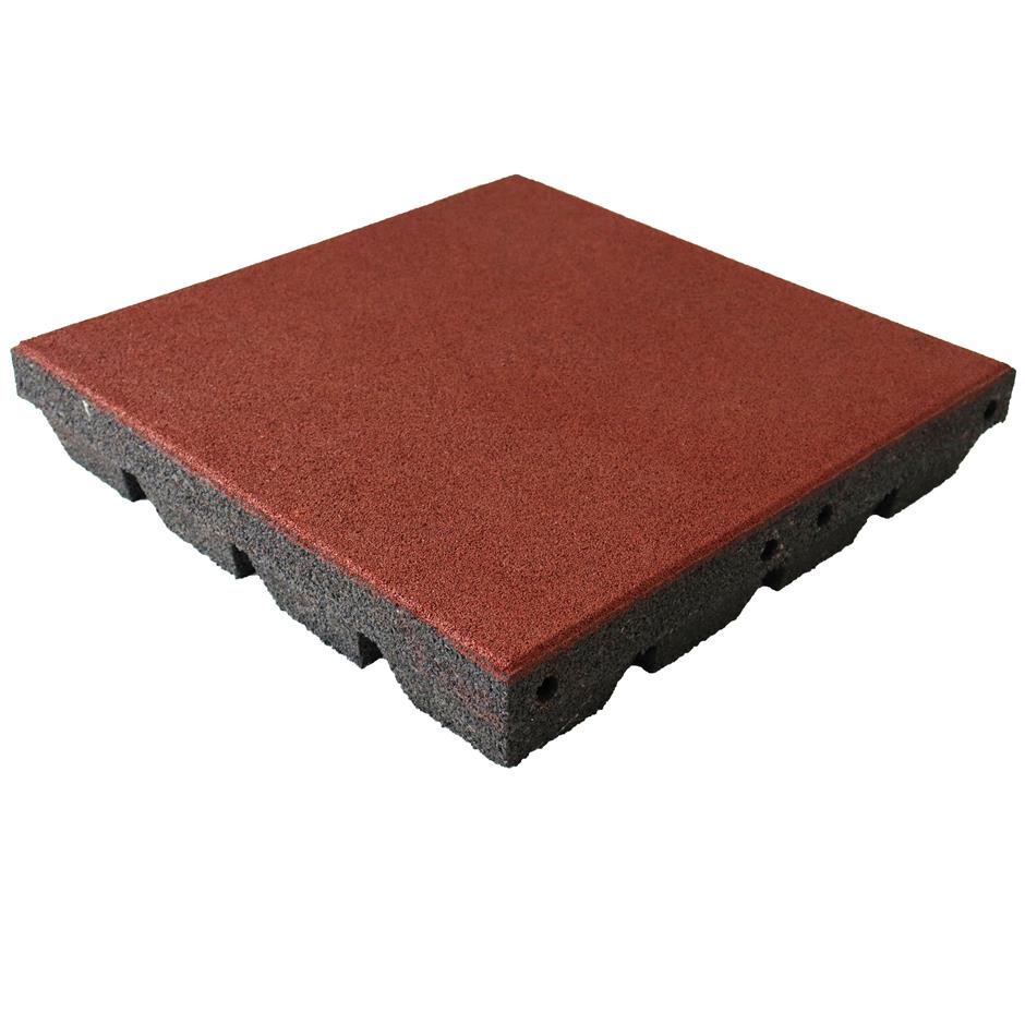 ErgoPlay 500x500x90 mm gummifliser / faldunderlag for faldhøjder op til 3,0 m, basic kvalitet, rød