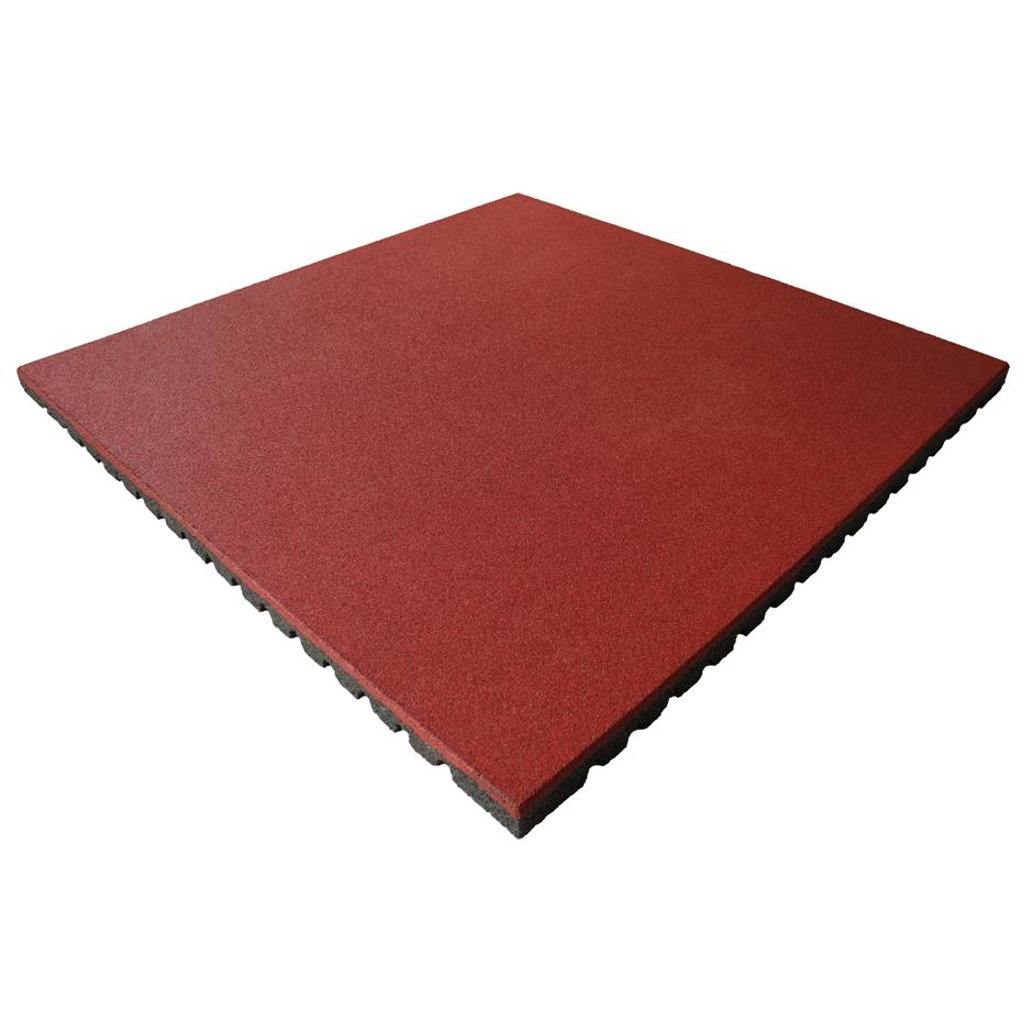 ErgoTile QUAD 1000x1000x43 mm gummifliser med impact bund, C1-rød