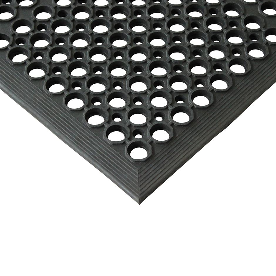 Ringgummimåtte 1500x900x14 mm, m. skrå kant, NR/SBR-gummi