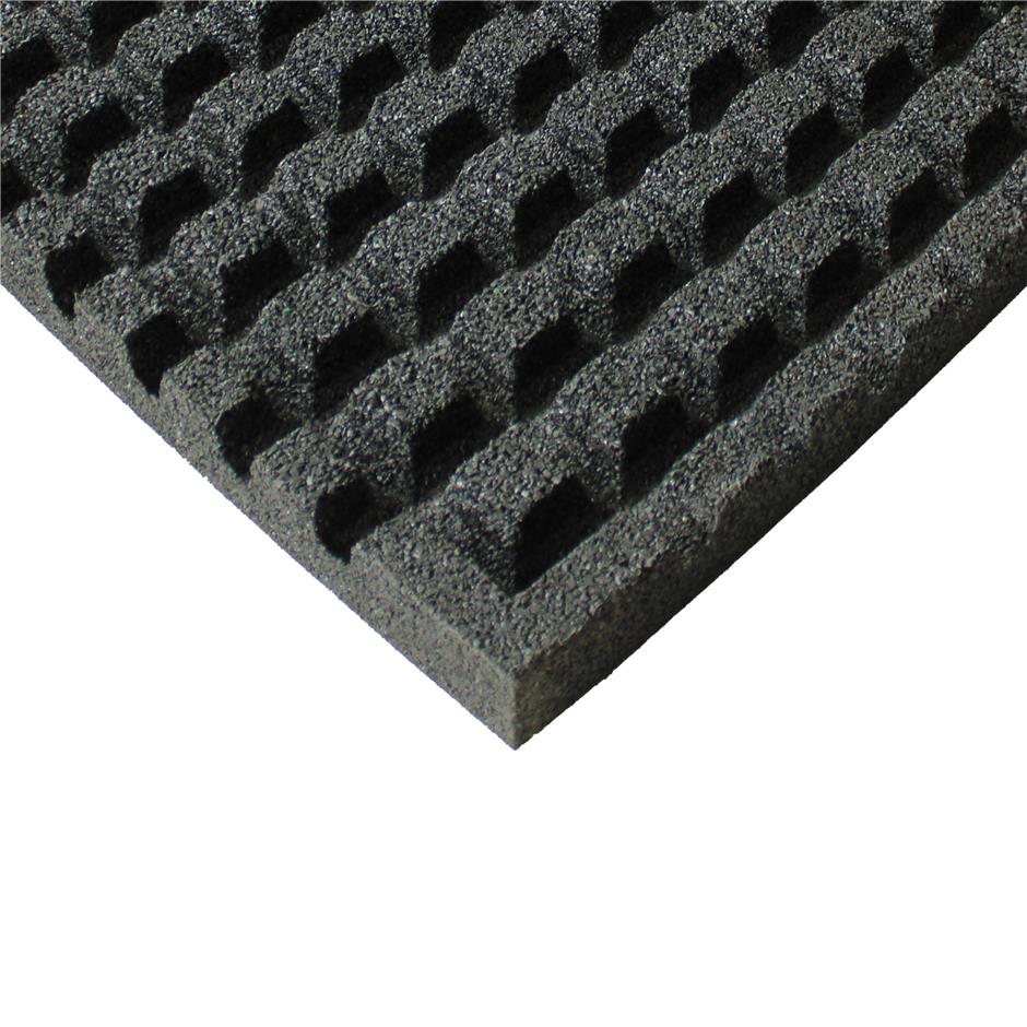 ErgoTile QUAD 1000x1000x43 mm gummifliser med impact bund, C1-sort, Brandklasse efl.