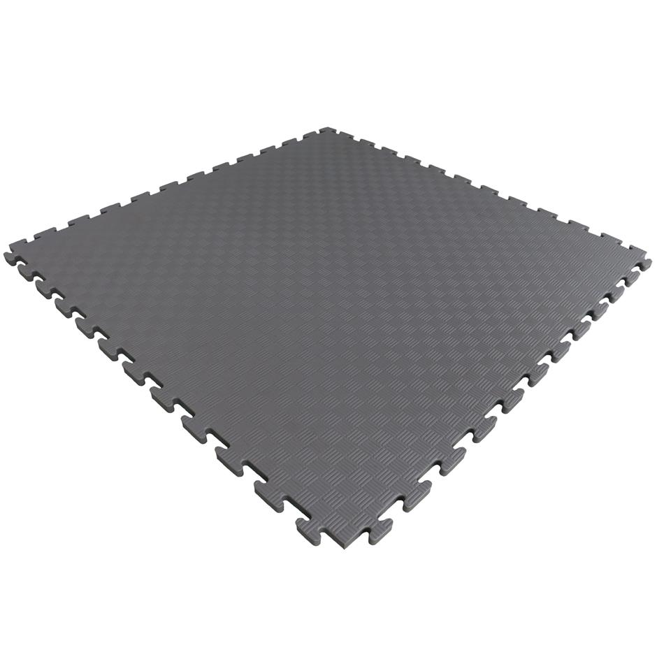 EVA Sikkerhedsmåtte, 1000x1000x22 mm, indendørs faldunderlag for faldhøjde op til 1,3 m, rød/grå