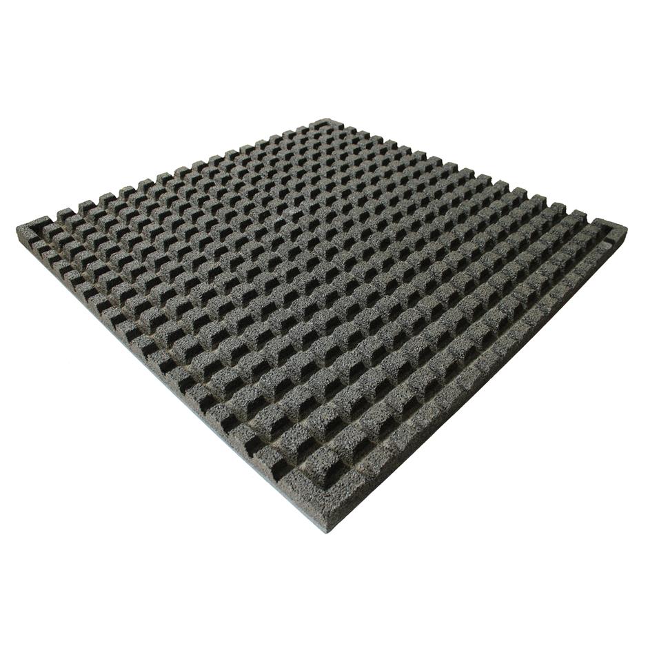 ErgoTile QUAD 1000x1000x43 mm gummifliser med impact bund, C1-grå, brandklasse efl.