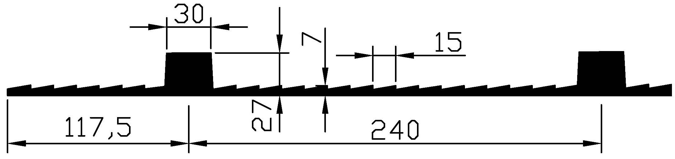 Rampemåtte type B 2400x1200 mm, 27 mm ribber (Lastbil)