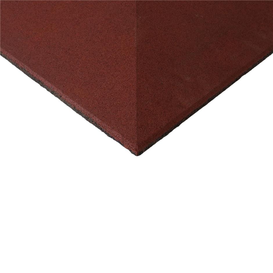 ErgoPlay 500x500x90 mm hjørne-gummifliser / faldunderlag for faldhøjder op til 3,0 m, basic kvalitet, rød