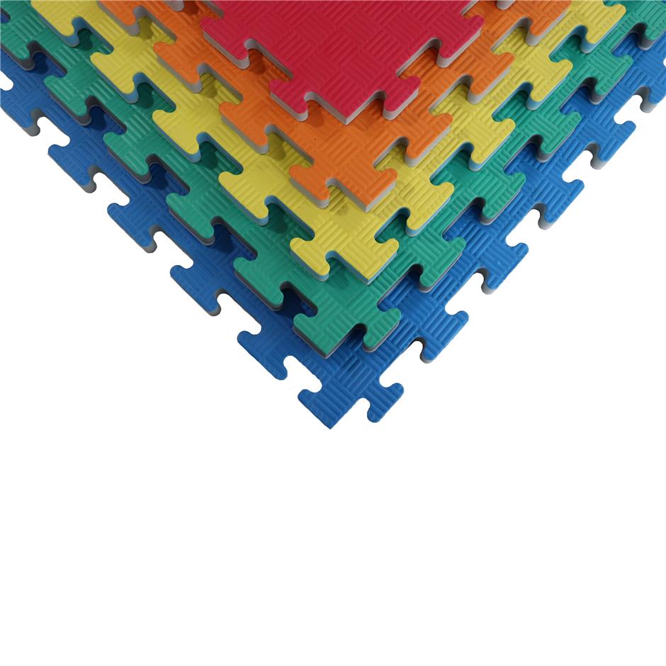 EVA Sikkerhedsmåtte, 1000x1000x22 mm, indendørs faldunderlag for faldhøjde op til 1,3 m, gul/grå