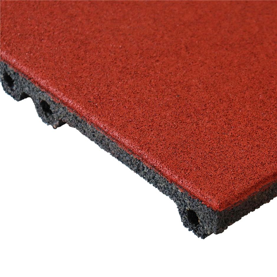 ErgoPlay 500x500x45 mm gummifliser/faldunderlag for faldhøjder op til 1,5 m, basic kvalitet, rød