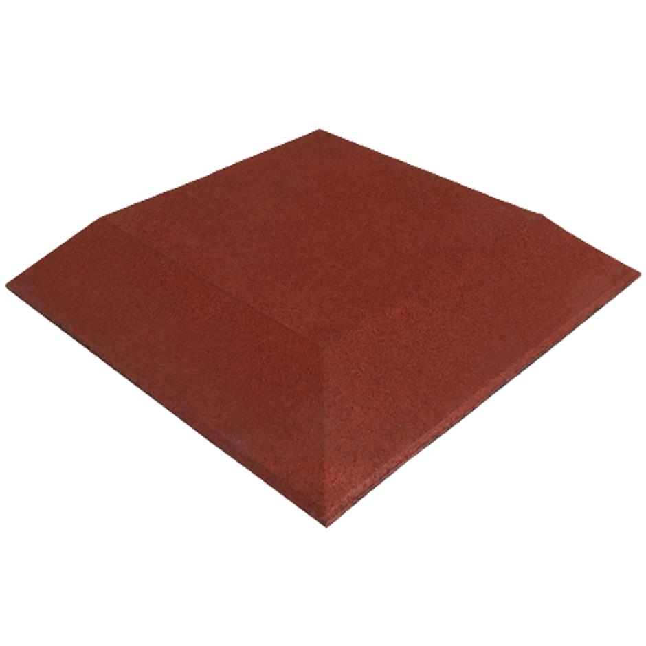 ErgoPlay 500x500x60 mm hjørne-gummifliser / faldunderlag for faldhøjder op til 2,0 m, basic kvalitet, rød