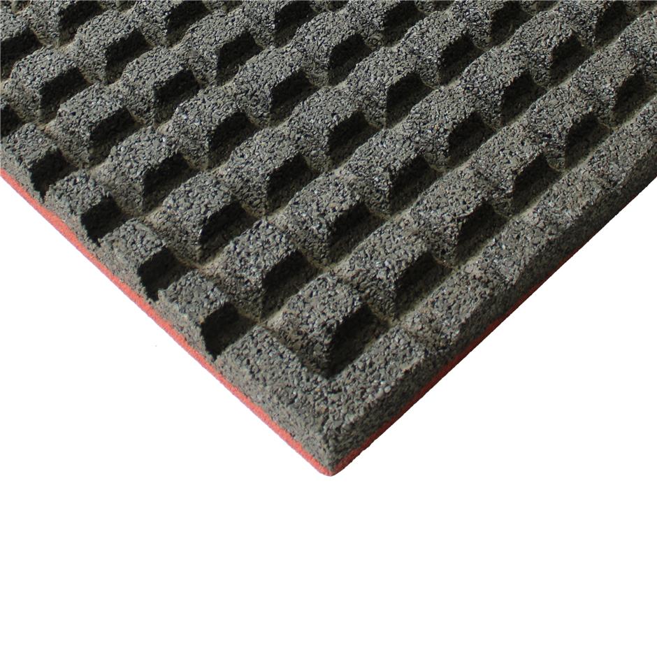 ErgoTile QUAD 1000x1000x43 mm gummifliser med impact bund, C1-rød