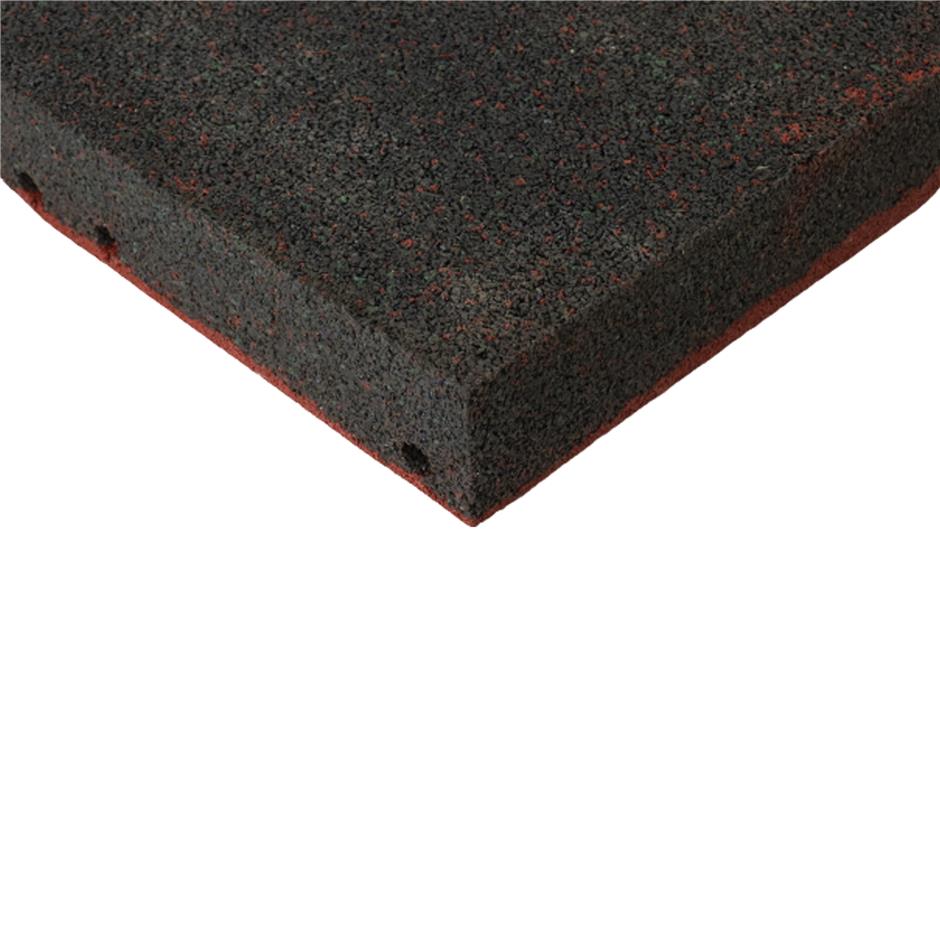 ErgoPlay 500x500x75 mm hjørne-gummifliser/faldunderlag for faldhøjder op til 2,5 m, basic kvalitet, rød